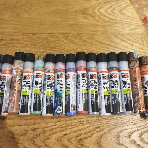 Marabu liners 16 pieces like new, glitter and metallic