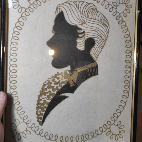 Antique Victorian Style Silk Screen Prints Set of 2 with Glass Front