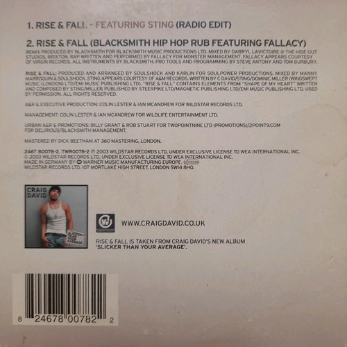 Craig David Rise & Fall CD Single used, pop