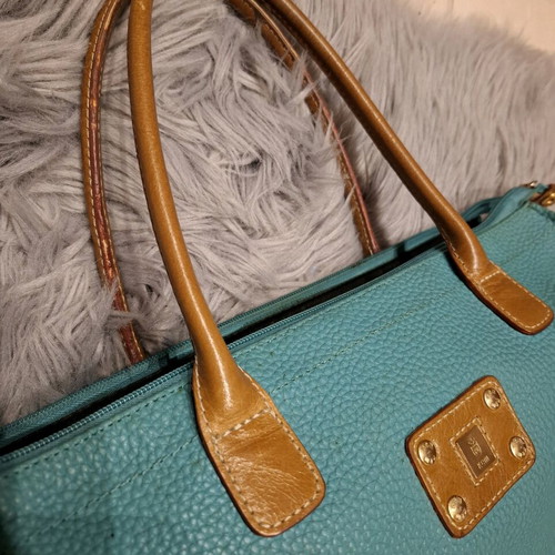 KEM leather shoulder bag, turquoise
