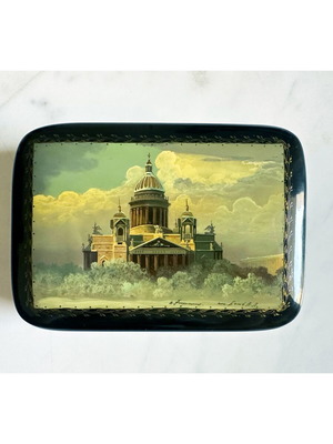 Vintage Russian lacquer box hand-painted St. Isaac St. Petersburg signed