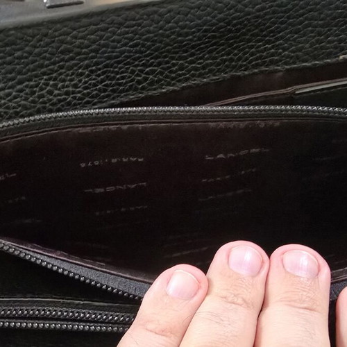 Lancel Paris leather briefcase used, black professional