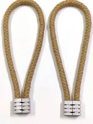 Δέστρες κουρτίνας Cube γιούτα καινούργιες, 2 τεμάχια με μαγνήτη