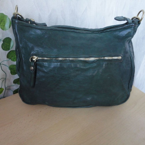 Campomaggi shoulder bag made of natural leather like new, dark green