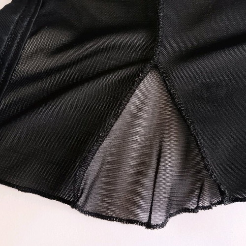 Blouse-bustier used, black tulle with built-in bra, size S