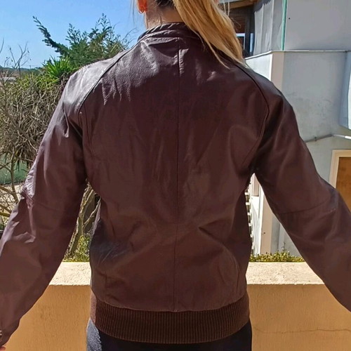 Leather jacket women's brown like new