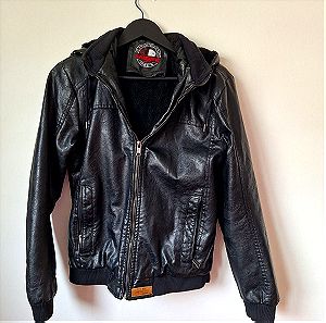 Μαύρο Faux Leather Biker Jacket Americanino - Small