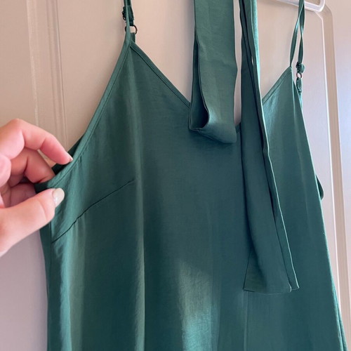 Moutaki satin dress emerald blue like new size XL