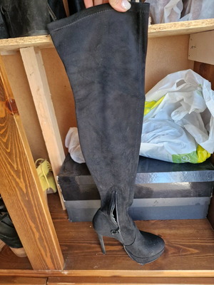 Tsakiris Mallas over-the-knee boots size 38 like new black with stiletto heel