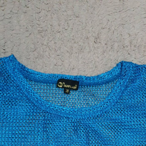 Transparent knitted blouse blue, size 38, like new