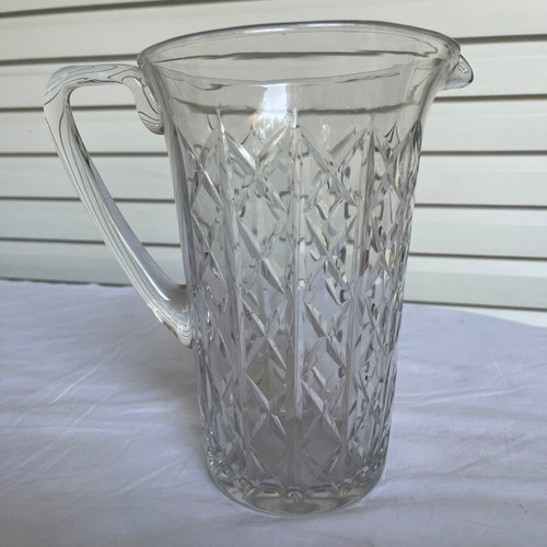 Crystal pitcher and small Saint Louis Art Deco vase used