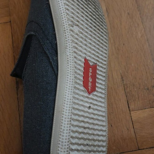 Men's slip-on summer shoes like new, sea blue with nautical patterns