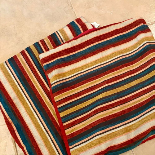 Striped pillowcases like new, set of 2, warm earthy tones