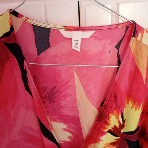 H&M Mini Wrap Dress new, pink multicolor size M