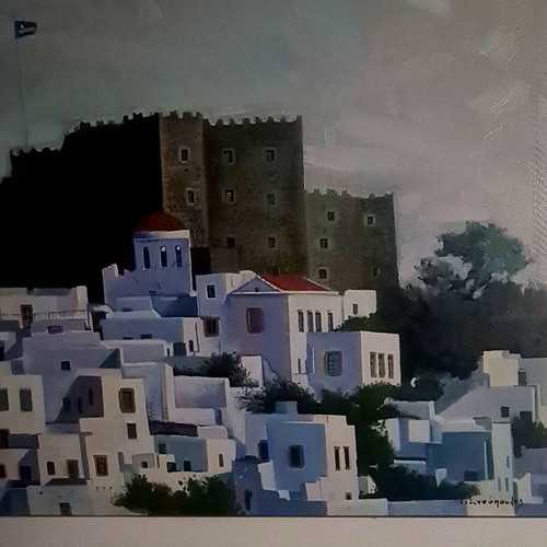 Painting of Patmos new, Giannopoulos artist