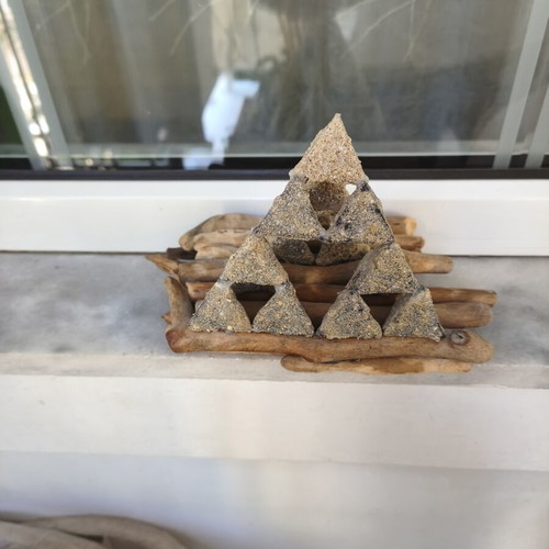 Sierpinski Pyramid new, wood and sand from Naxos beach