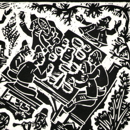 Handmade linocut Trifon Zarezan new, A4 size