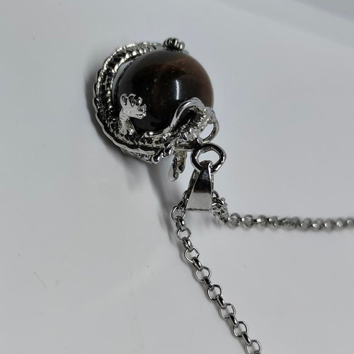 Tiger's Eye Pendant with Silver Dragon like new