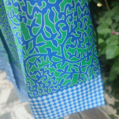 Shirt unused with mao collar and trois-quarts sleeves, one size, blue and green