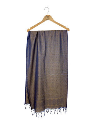 Silk jacquard scarf with fringes used, chameleon color, 53x184 cm