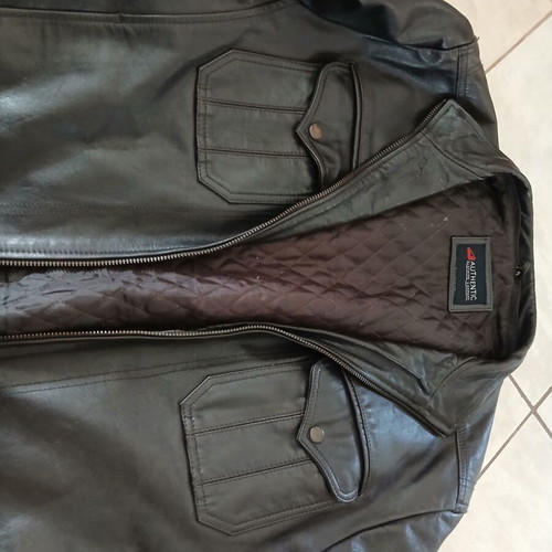 Men's leather jacket used, dark brown, size XL