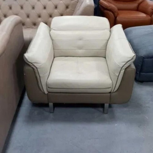 Positano leather armchair new, cream with beige upholstery and movable backrest