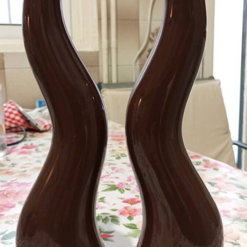 Ceramic candlesticks set like new, brown color