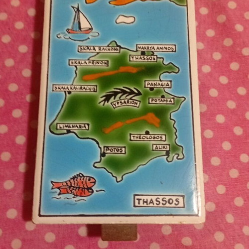 Thassos cigarette case used, vintage collectible 1980 with tile
