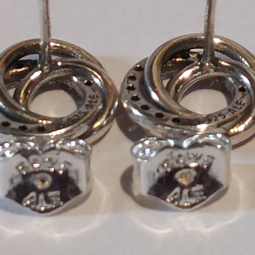 Pandora necklace and earrings set new, white and silver, zircon design