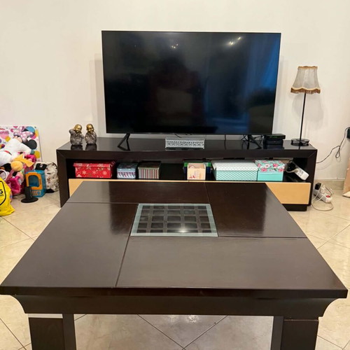 Solid wood coffee table, dark brown