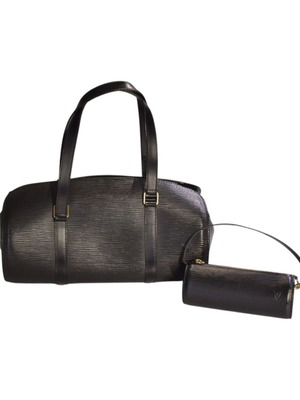 Louis Vuitton Soufflot black Epi leather bag with matching pouch MI0053