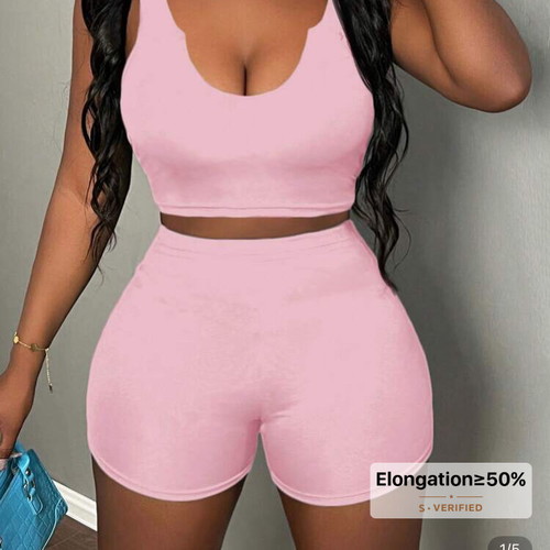Women's summer pink set crop sleeveless top and shorts size XS new