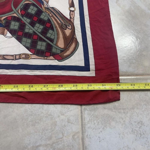 Vintage silk scarf golf themed "Woods And Iron Royal Golf Course" 33x33 inches