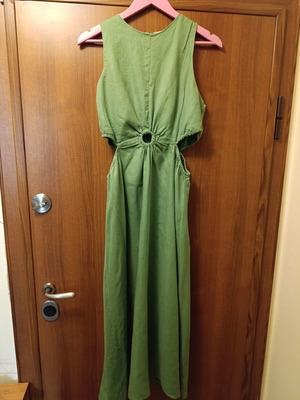 Long linen dress Mango like new, green, size L