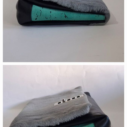 Proenza Schouler PS Elliot Fur and Leather Colorblock Clutch Bag used
