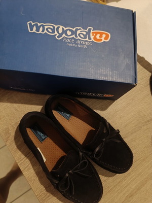 Mayoral kids suede blue moccasins size 31 new