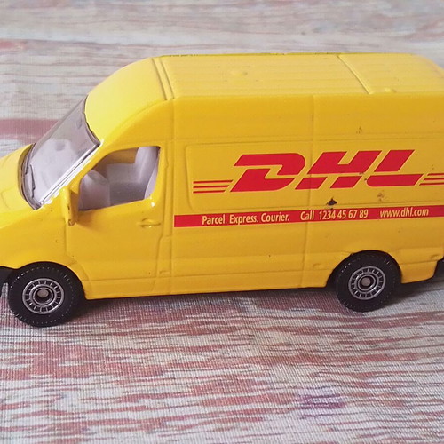 Metal DHL Mercedes Sprinter Van toy car used (siku)