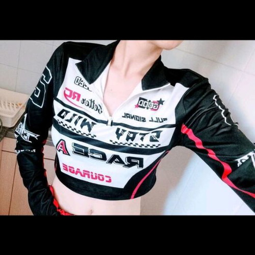 Shein Racing crop top, size M, black and white