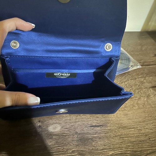 Small satin Sofronas shoulder bag used, blue royal