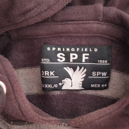 Springfield SPF men's striped hoodie sweater used, beige and brown, XL