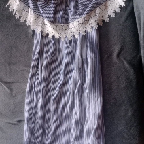 Striped white-blue dress one size