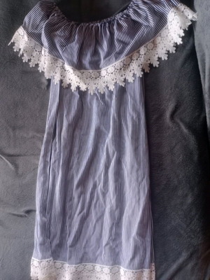Striped white-blue dress one size