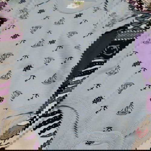 Βρεφικό κορμάκι βαμβακερό για 6 μηνών, χρώματος θαλασσί σιελ, καινούργιο