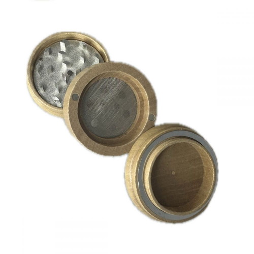 Bamboo grinder 56x45mm 2-compartment new with sieve