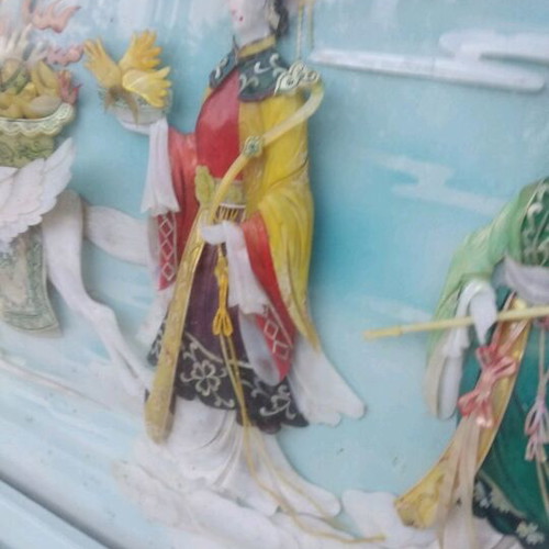 Chinese traditional 3D painting used 90x60 silk with shells