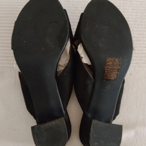 Tsoukalas Shoes Black Suede Mules Size 38 Like New