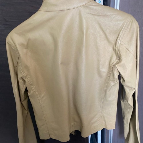 Beige leather women's jacket new, size small