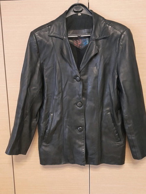 Leather women's jacket used, size large, black