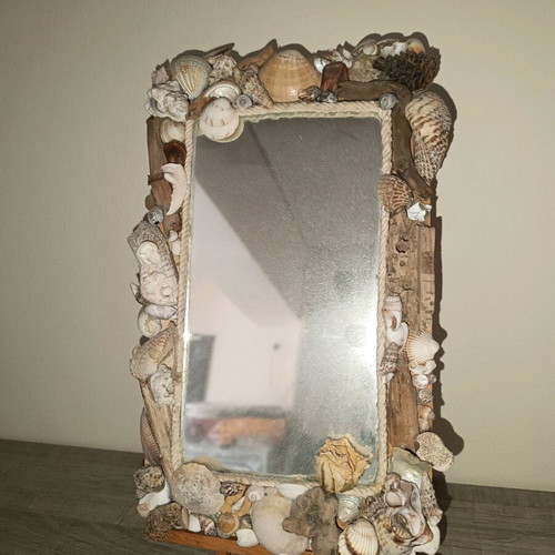 Mirror made of shells like new, handmade decorative