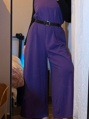 Purple cotton wide one-piece jumpsuit like new, size S